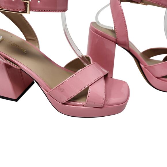 Indigo Rd. Faux Leather Block Heels Open Toe Pump Heels Baby Pink Size 7 M - Picture 5 of 12